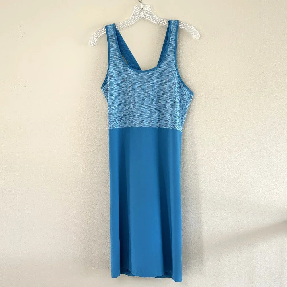 Smartwool Willow Lake Glacial Blue Merino Wool Bodice Cross Back Dress - Picture 2 of 9